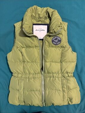 Abercrombie & Fitch Kids Olive Green Puffer Vest with Logo Patch
